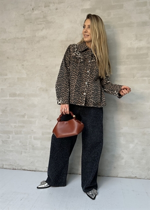 Print denim jakke Leopard J1581 Ganni